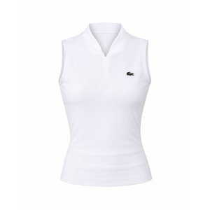 Camisa Polo Lacoste Feminina Sem Manga - Branca 