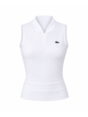 Camisa Polo Lacoste Feminina Sem Manga - Branca 