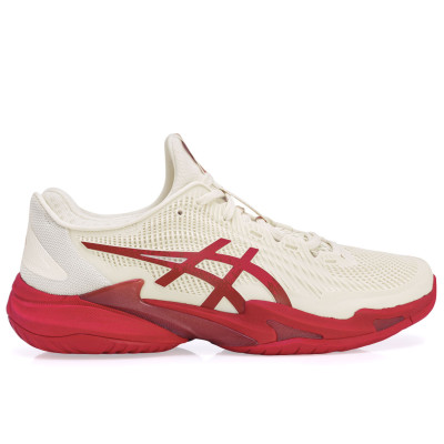 Tênis Asics Court FF 3 Novak All Court Quadra Rápida - Branco Off e Vermelho