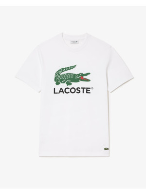 Camiseta Lacoste  em Algodão com Estampa Assinada - Branca