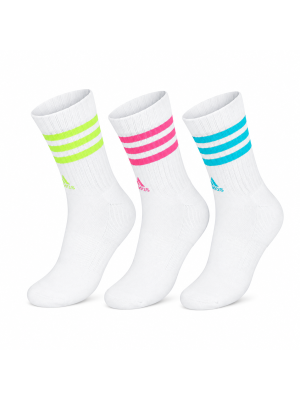 Meia Adidas Cano Alto Cushioned Crew - Pack com 3 Pares | Branca | 41 a 43