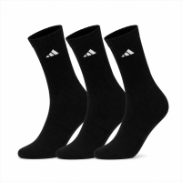 Meia Adidas Cano Alto Crew - Pack com 3 Pares | Preta | 38 a 40