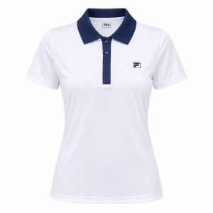Camisa Polo Fila Fbox Tennis Basic II  Feminina - Branca e Marinho