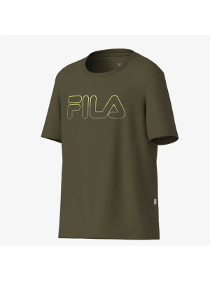 Camiseta Fila Regular Sports Light Letter Infantil - Verde Oliva