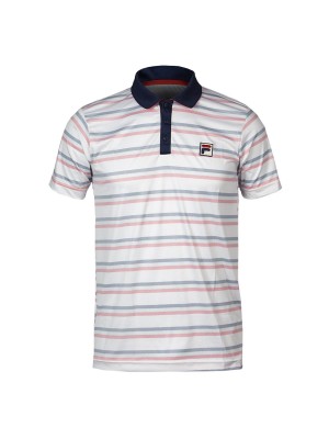 Camisa Polo Fila Aztec Print - Vermelho e Azul Marinho