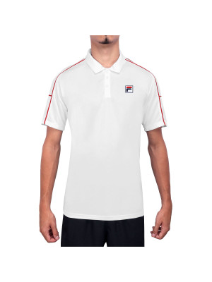 Camisa Polo Fila Tennis Line - Branco e Vermelho