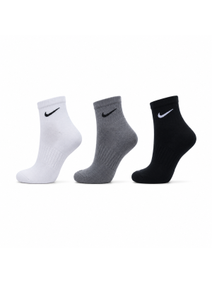 Meia Nike Everyday Plus Cano Médio - Pack com 3 Pares | Branca, Preta e Cinza | 39 a 43