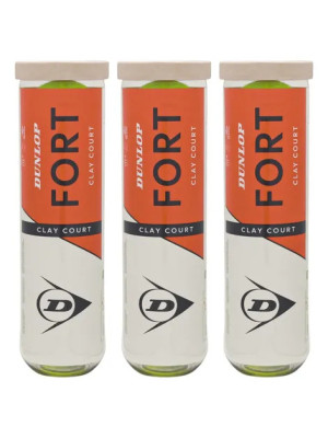 Bola de Tênis Dunlop Fort Clay Pack com 3 Tubos c/ 4 bolas